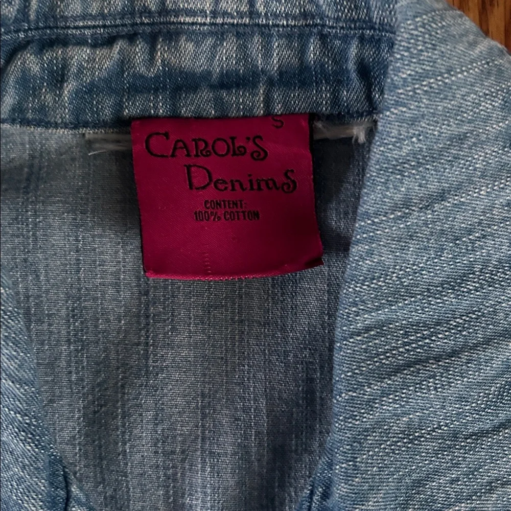 Carols Denim Double-breasted Jean Jacket Large Anchor Print Buttons w/Pockets S